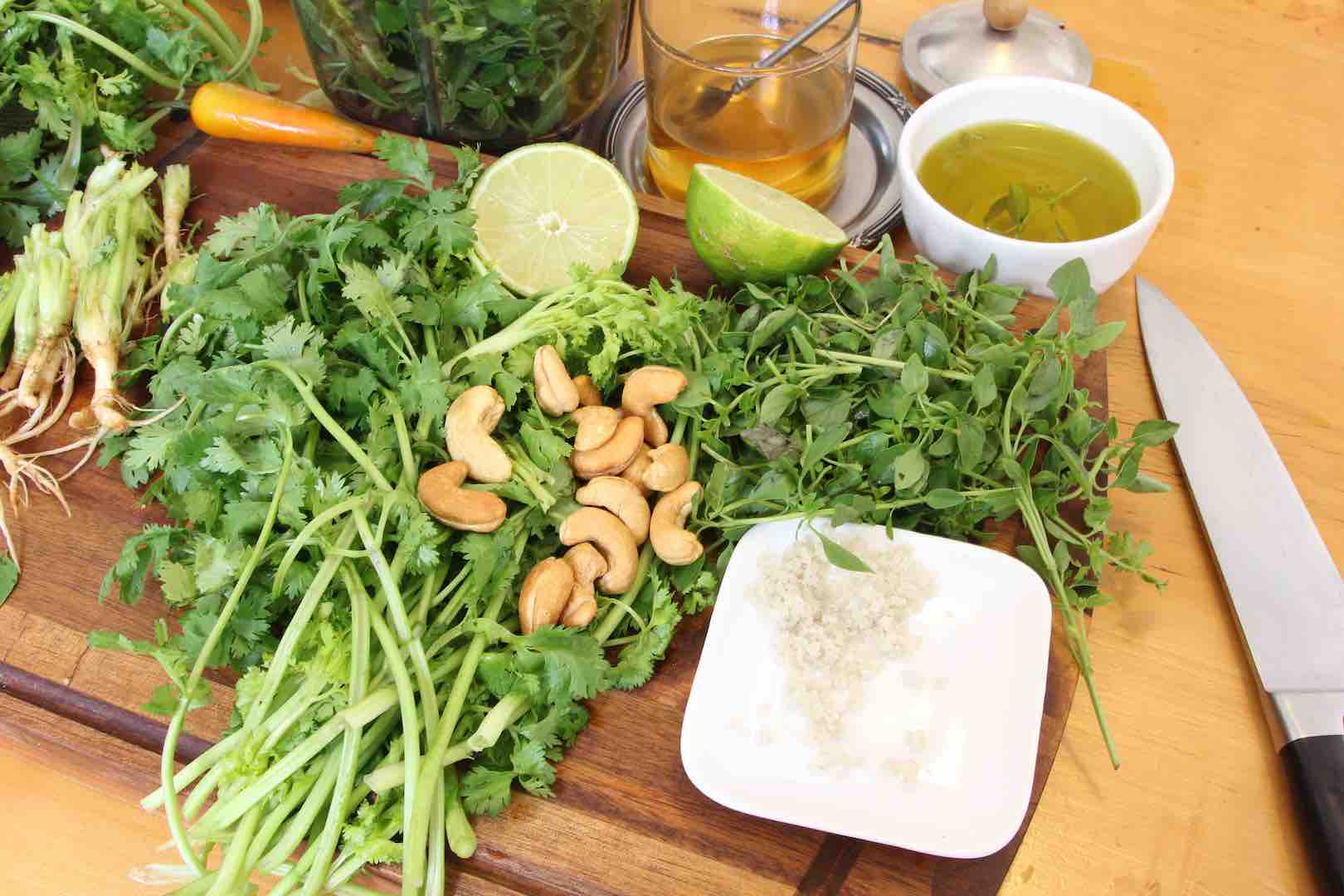3. Pesto coriander basil leaves