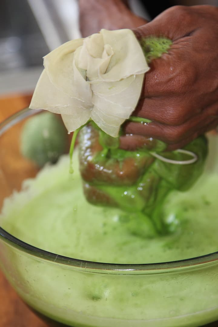 Squeezing wheat pulp